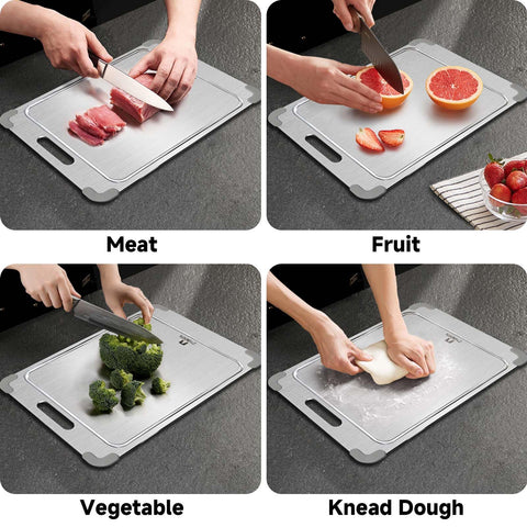 ZYBIDEAL titanium cutting board naturally shows surface scratches as normal wear from use.