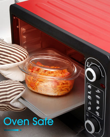 ZYER Mini-1 QT oval glass casserole transparent bowl shows even browning.