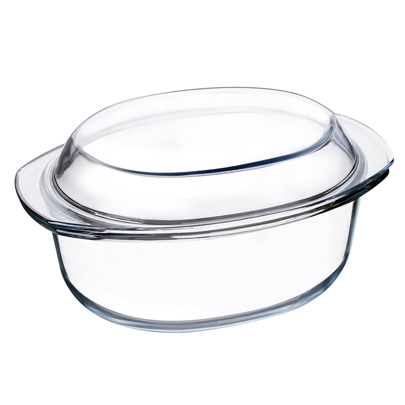 ZYER Mini-1 QT oval glass casserole with lid, ideal for single servings.
