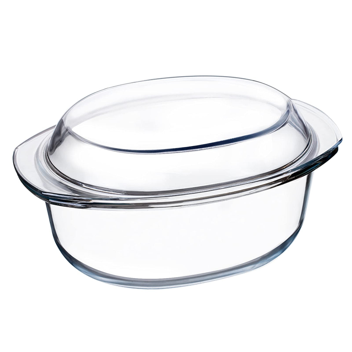 ZYER Mini-1 QT oval glass casserole with lid, ideal for single servings.