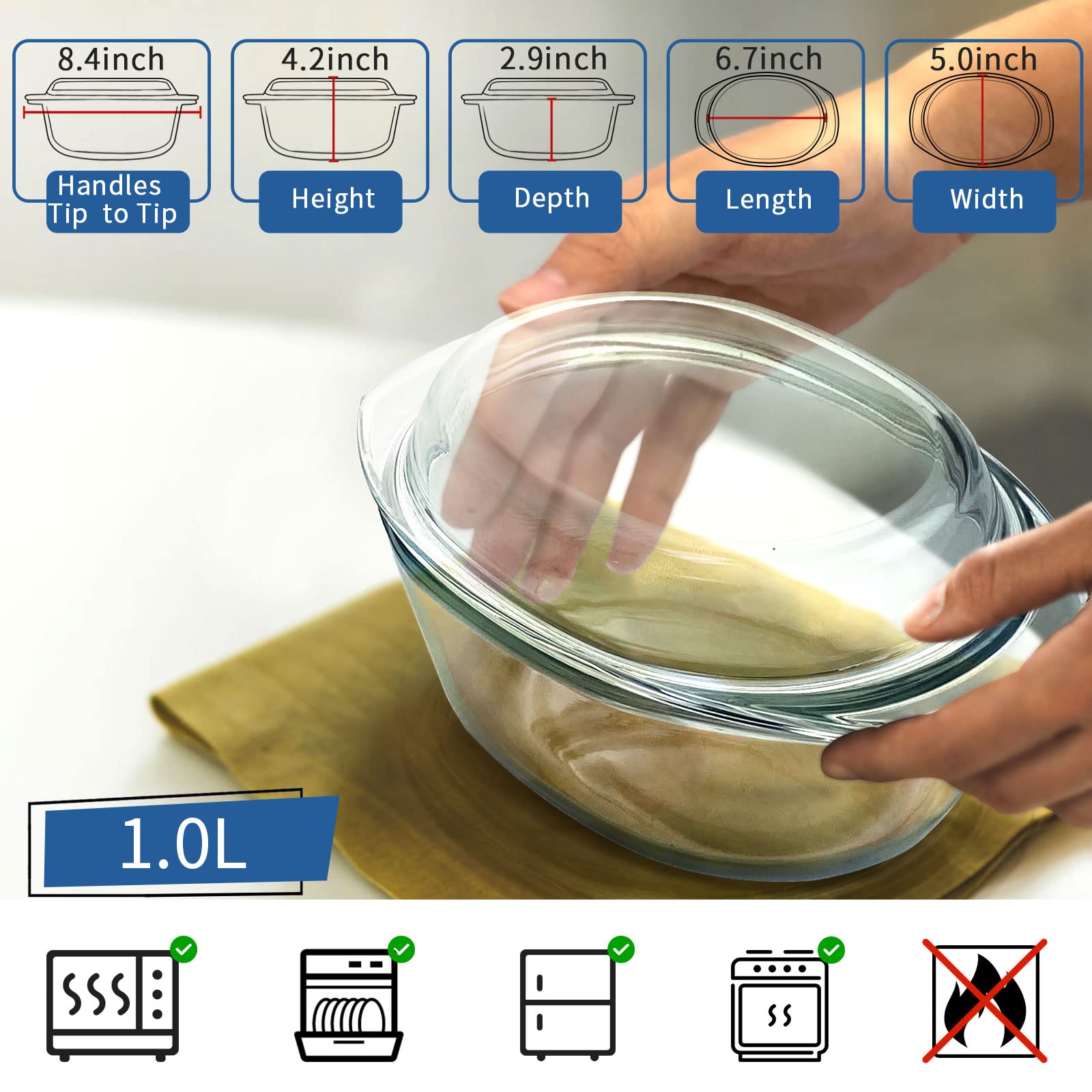 ZYER Mini-1 QT oval glass casserole in microwave-ready setup with clear cooking view.