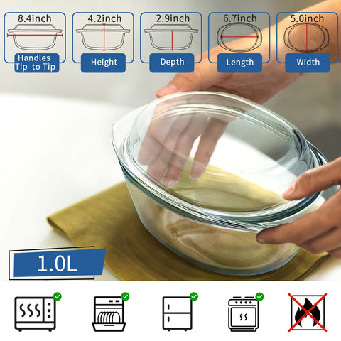 ZYER Mini-1 QT oval glass casserole in microwave-ready setup with clear cooking view.