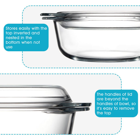 ZYER Mini-1 QT oval glass casserole stacked in fridge to save space.