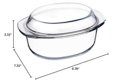 ZYER Mini-1 QT oval glass casserole after bake, showcases elegant table presentation.
