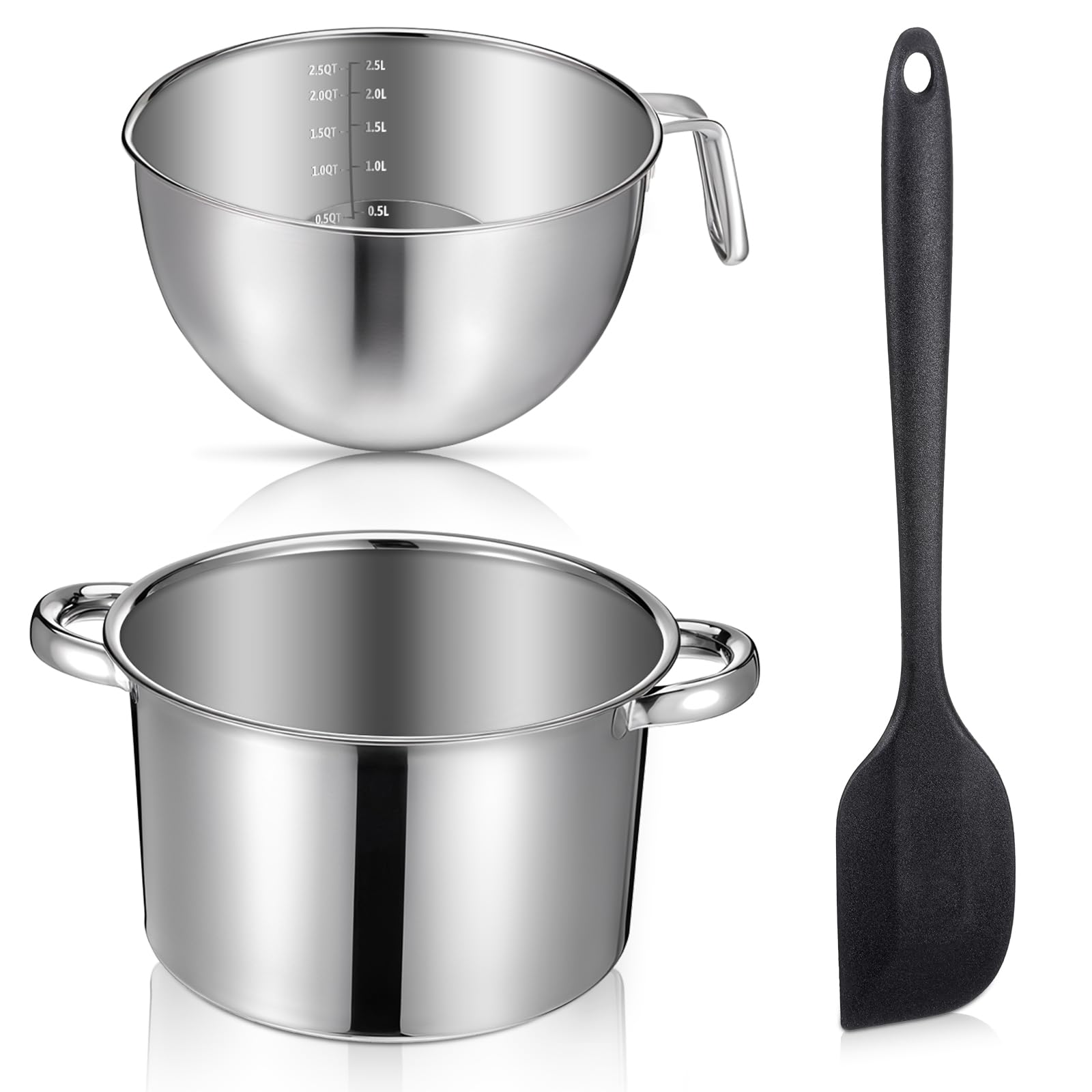 Zyghjort 3-piece double boiler set on stove for gentle melting and versatile cooking.