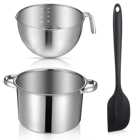 Zyghjort 3-piece double boiler set on stove for gentle melting and versatile cooking.