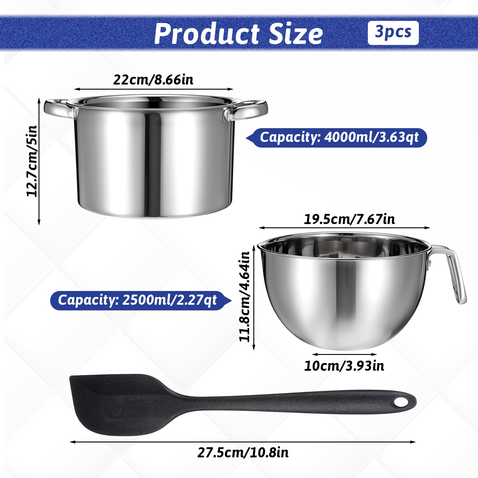 Zyghjort upper 2500ml melting bowl ideal for wax, caramel, or butter.