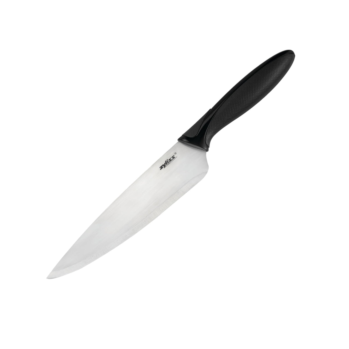 Zyliss chef's knife with sheath cover, portable and safe for travel and camping prep.
