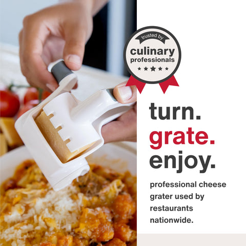 Zyliss Classic Rotary Grater stored compactly to save kitchen space.
