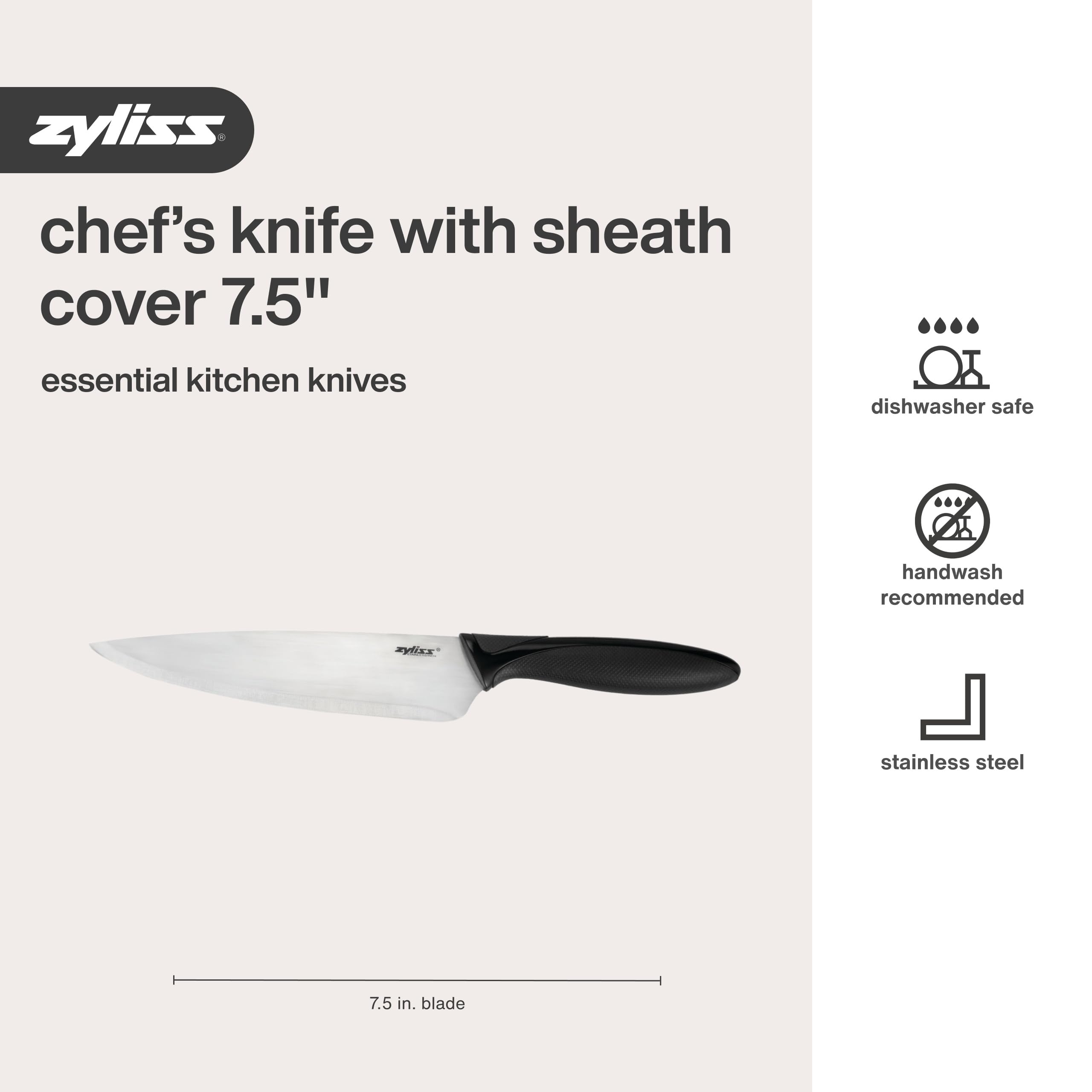 Zyliss travel-ready chef's knife for quick, confident on-the-go prep.