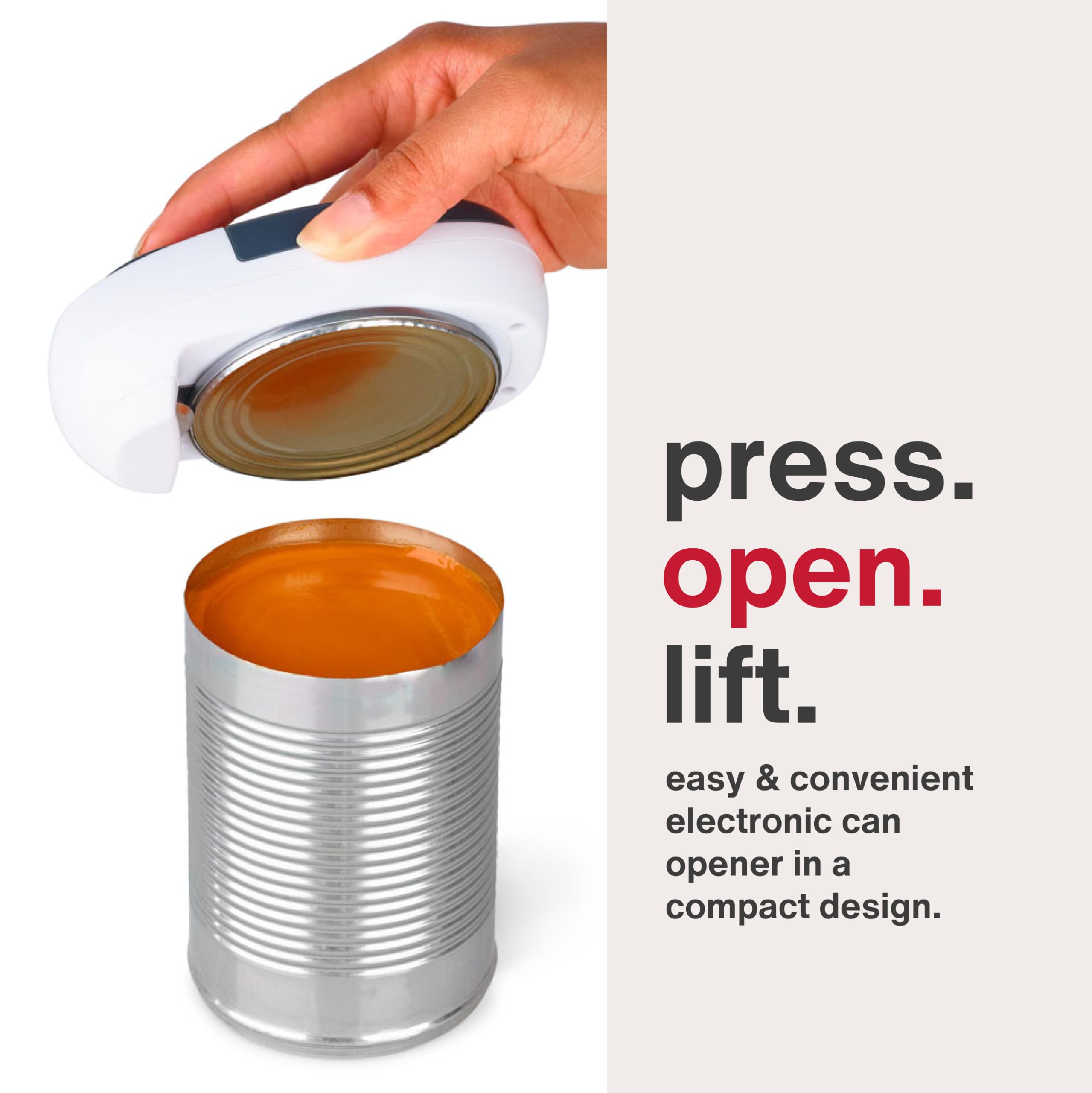 Zyliss EasiCan one-touch operation illustration for hands-free use
