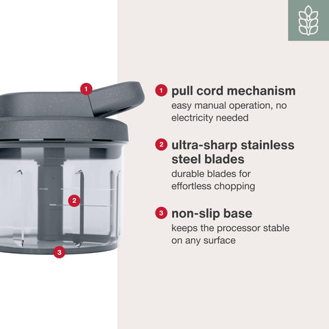 Zyliss Easy Pull safety food holder protects hands during slicing.