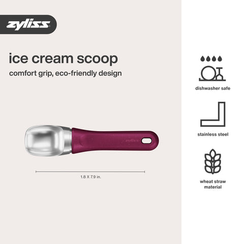 Zyliss ice cream scoop handles hard frozen desserts with ease
