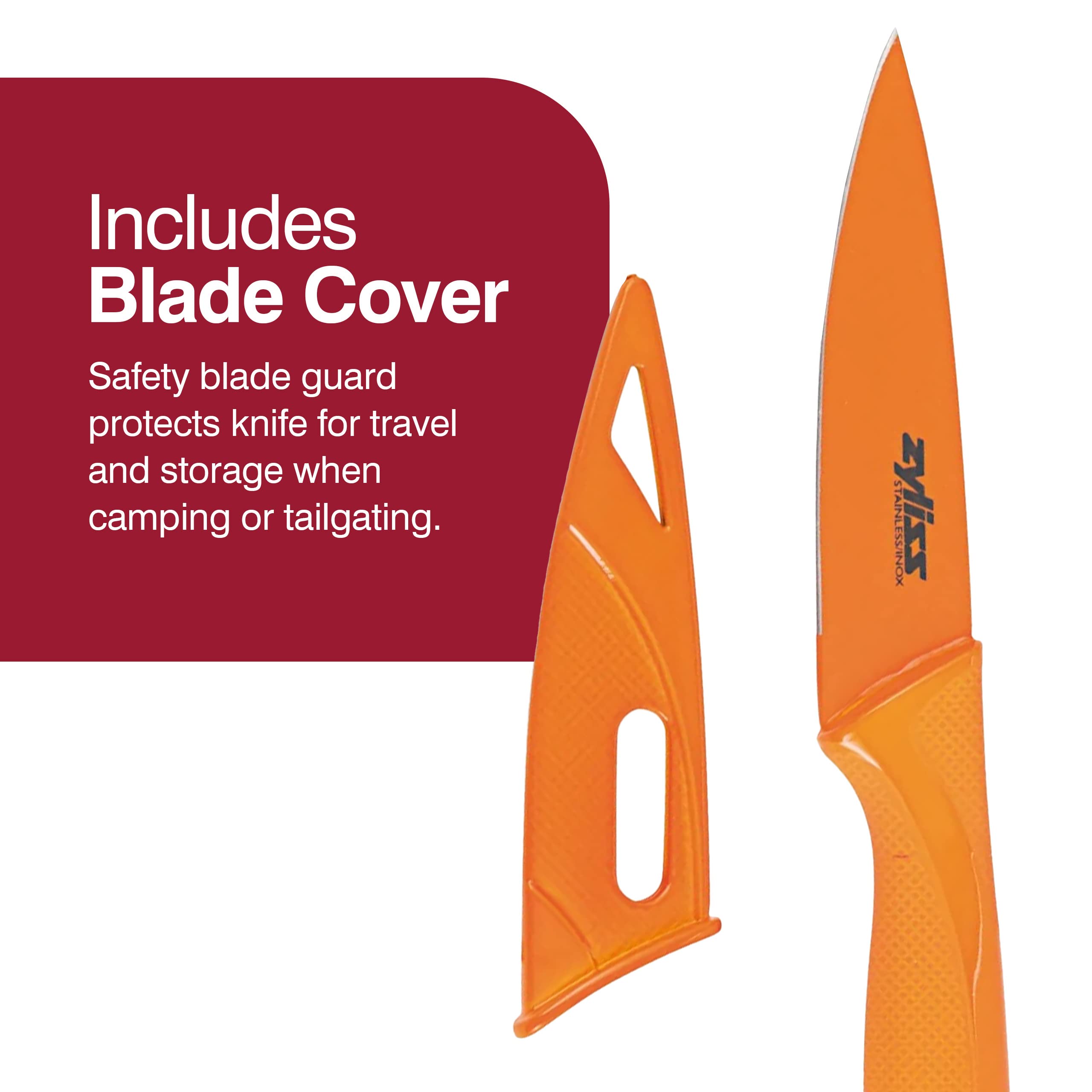 Zyliss knife sheath protects blades during travel and storage.