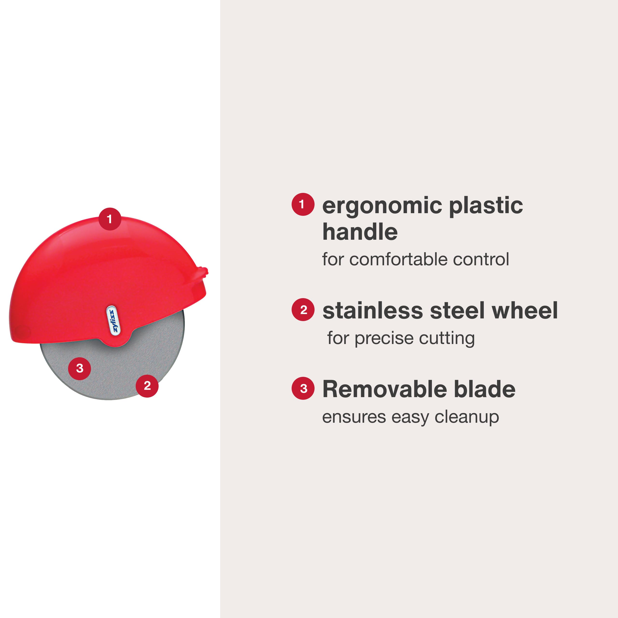 Zyliss pizza wheel left-handed use for versatile cutting