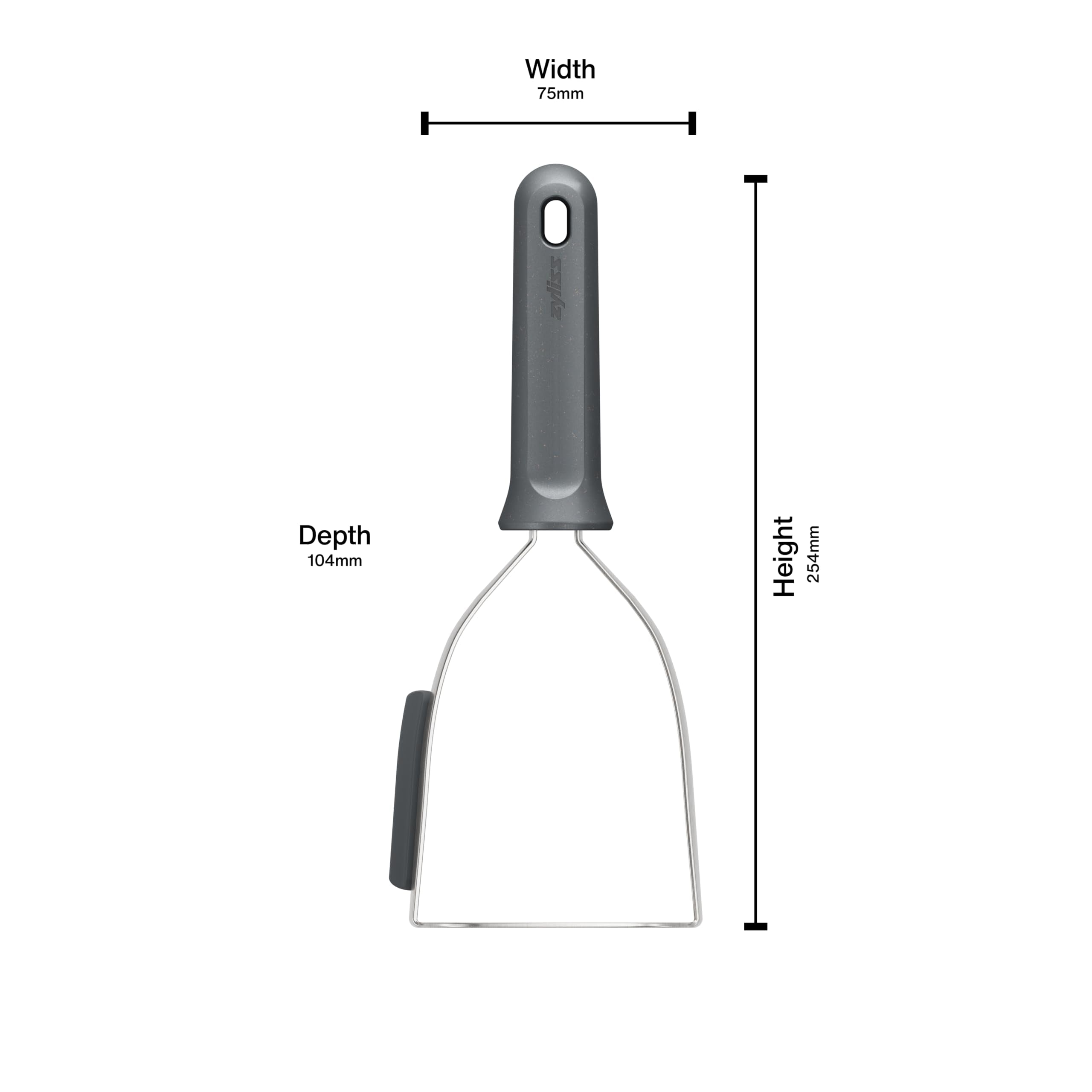 Zyliss masher shows ergonomic handle for comfortable grip during use.