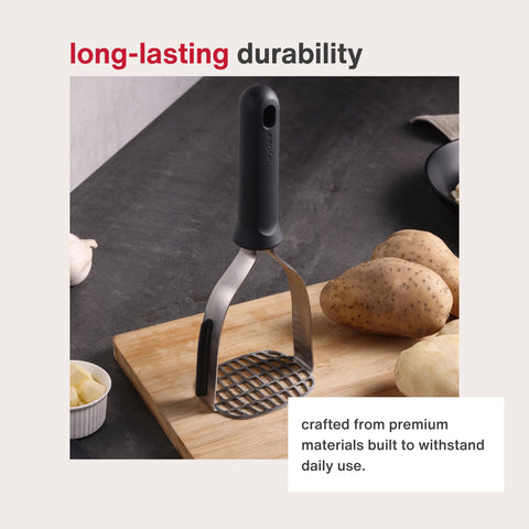 Grey finish on Zyliss masher adds a modern look to the kitchen.