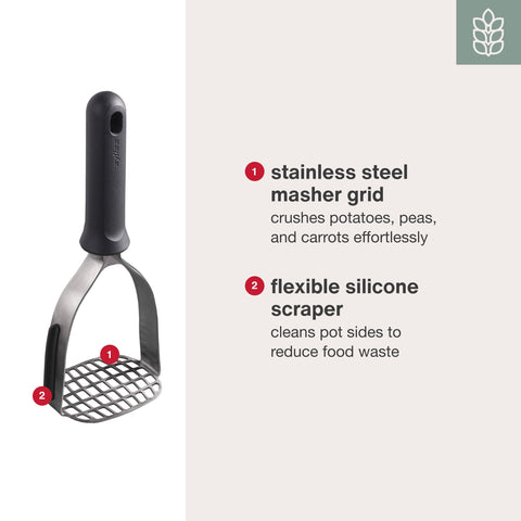 Zyliss potato masher delivers smooth mash for consistent results.
