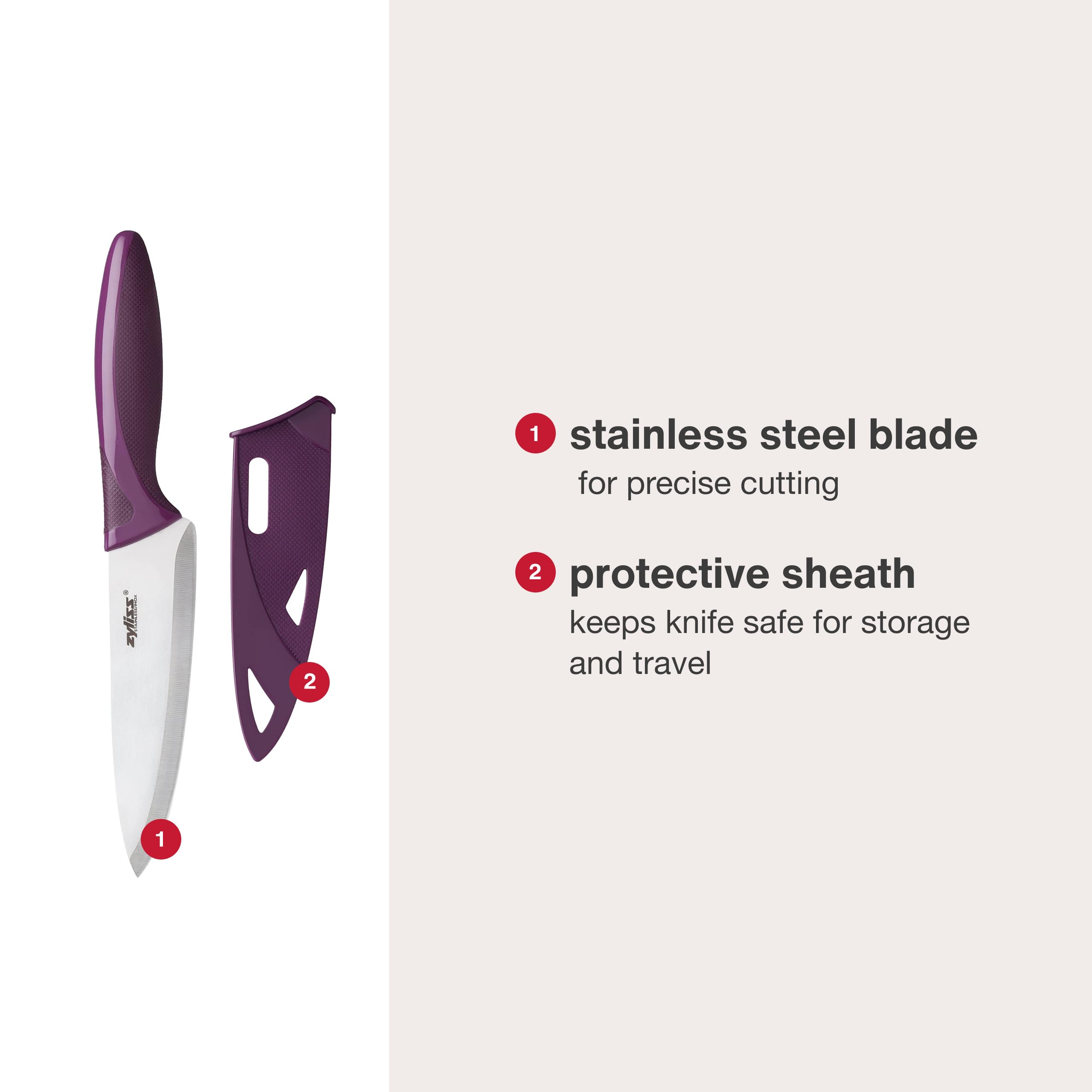 Zyliss knife with safety blade guard for secure transport