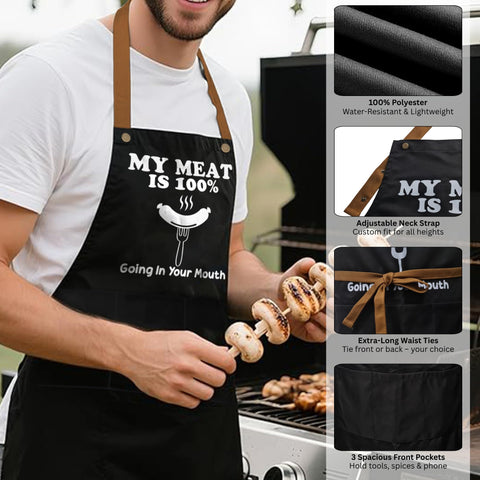 ZYNINORA apron with 'Well Seasoned' design for confident grilling.