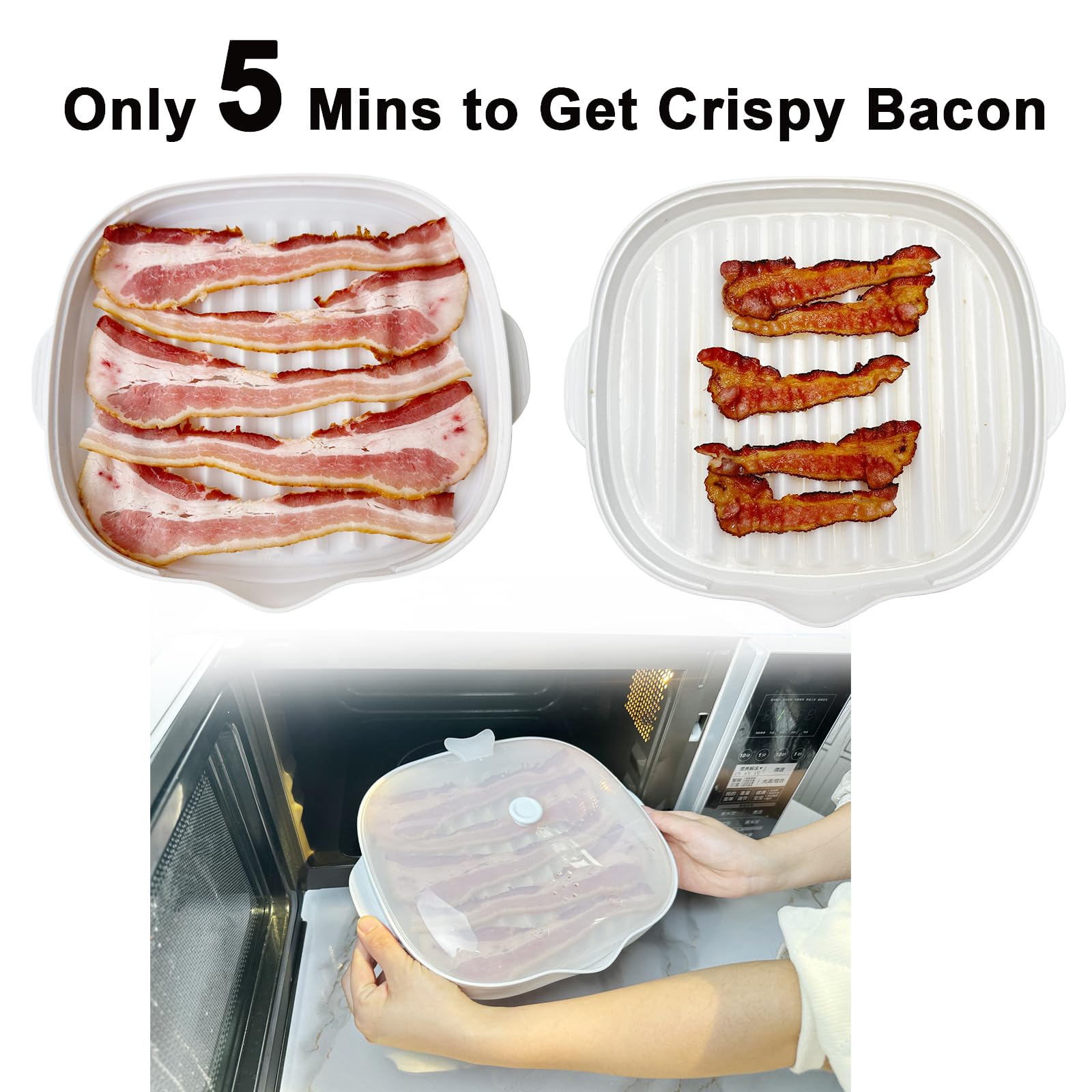 ZYXGOGOGO raised ridges base draining fat for evenly cooked bacon