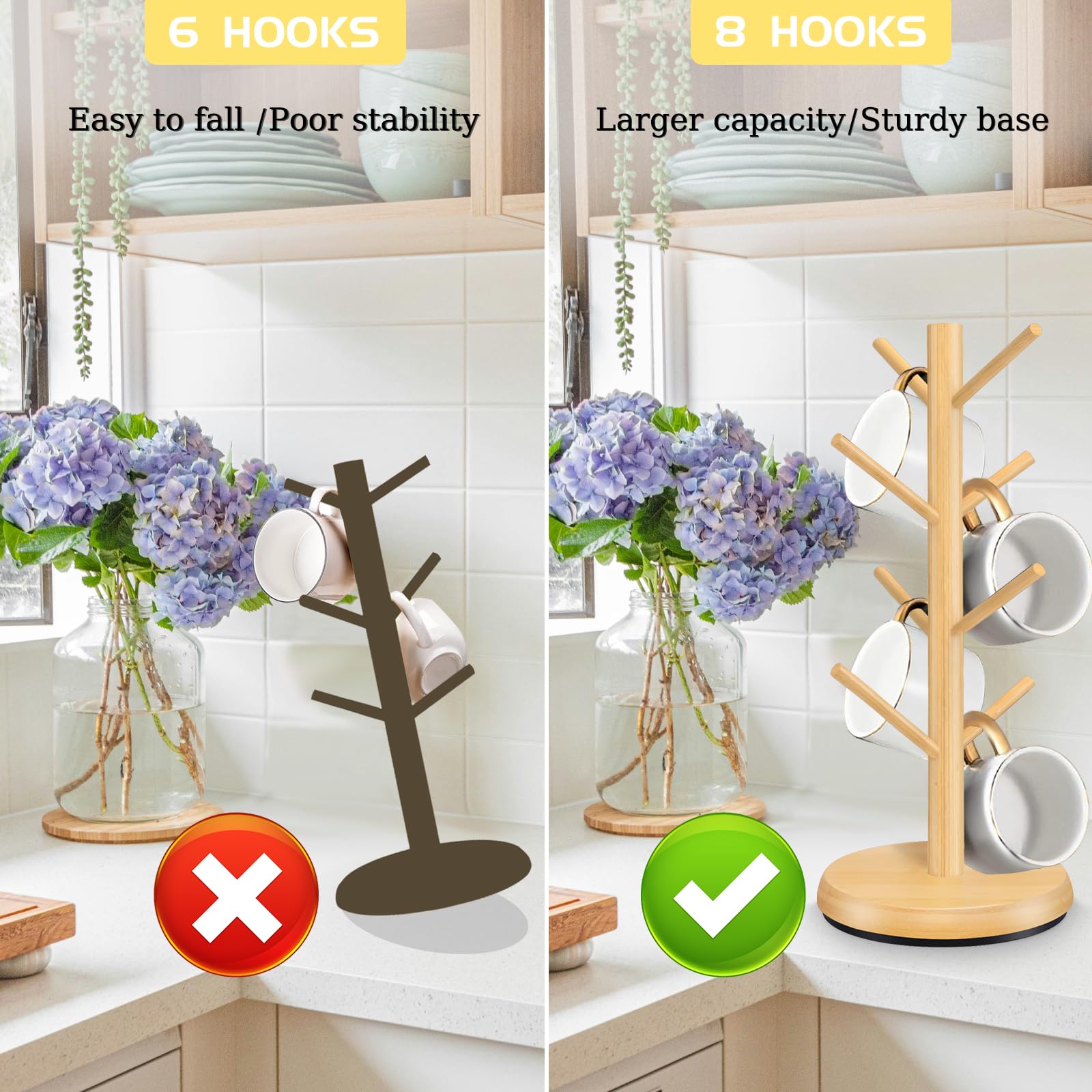 ZYZWTG Easy-assemble mug tree with included base and branches.