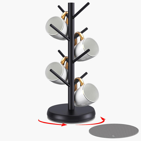 ZYZWTG Mug Holder Tree with 360° rotating base for easy cup access on counters.