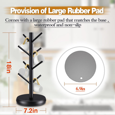 ZYZWTG Mug Holder Tree showing 8-hooks layout for organized mug storage and display.