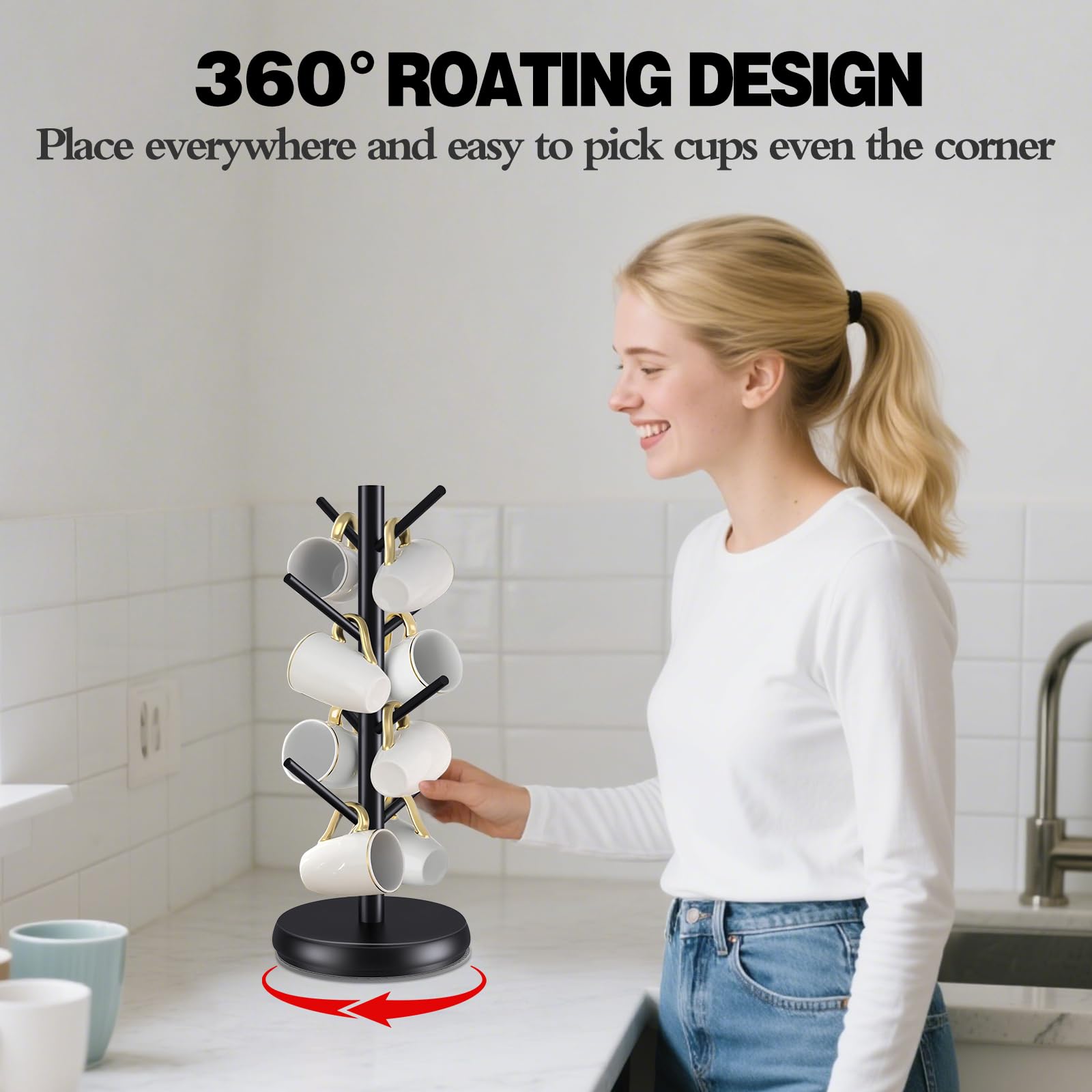 ZYZWTG Mug Holder Tree saves counter space with a compact, stylish rack solution.