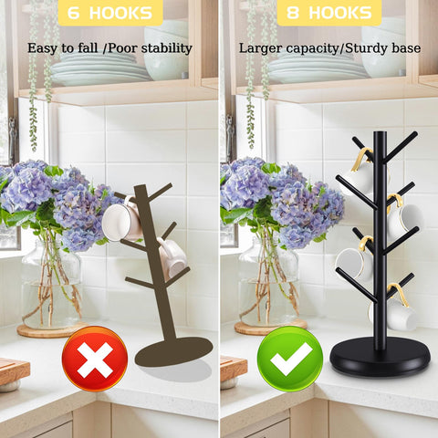 ZYZWTG Mug Holder Tree features easy, tool-free assembly for quick setup.