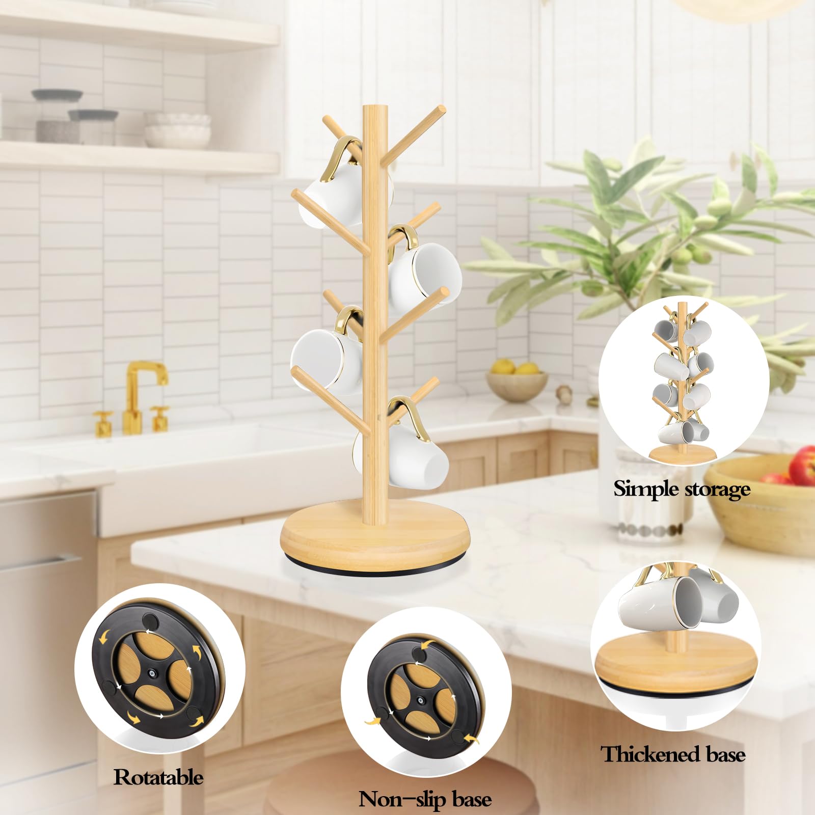 ZYZWTG Space-saving mug organizer fits on counters, bars, or cabinets.