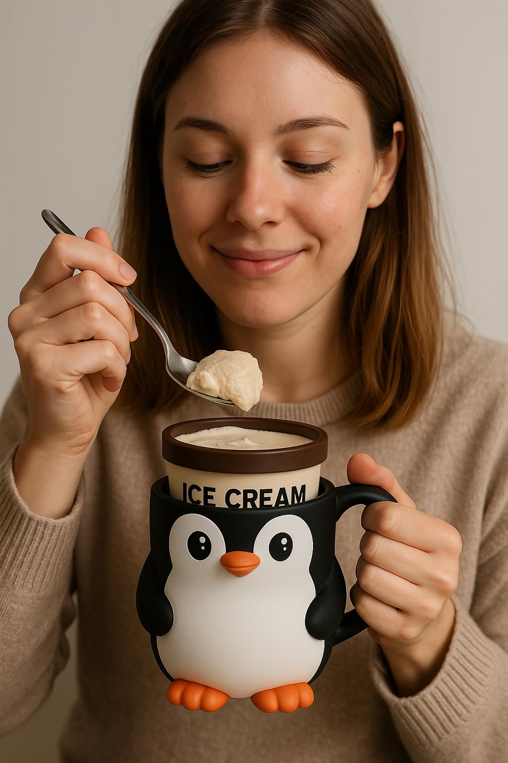 ZZ LIFE dual spoon sockets on opposite sides help share dessert easily.