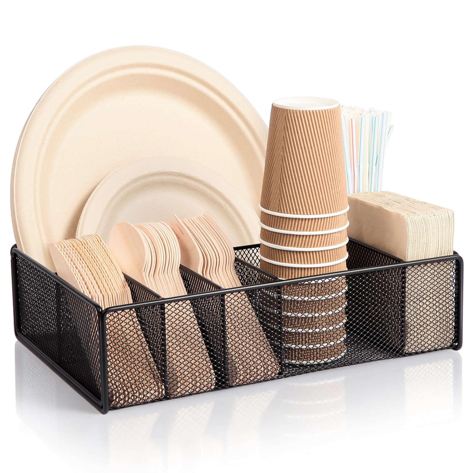 ZZDWLDHA paper plate organizer on countertop keeps plates neat and ready
