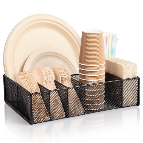 ZZDWLDHA paper plate organizer on countertop keeps plates neat and ready