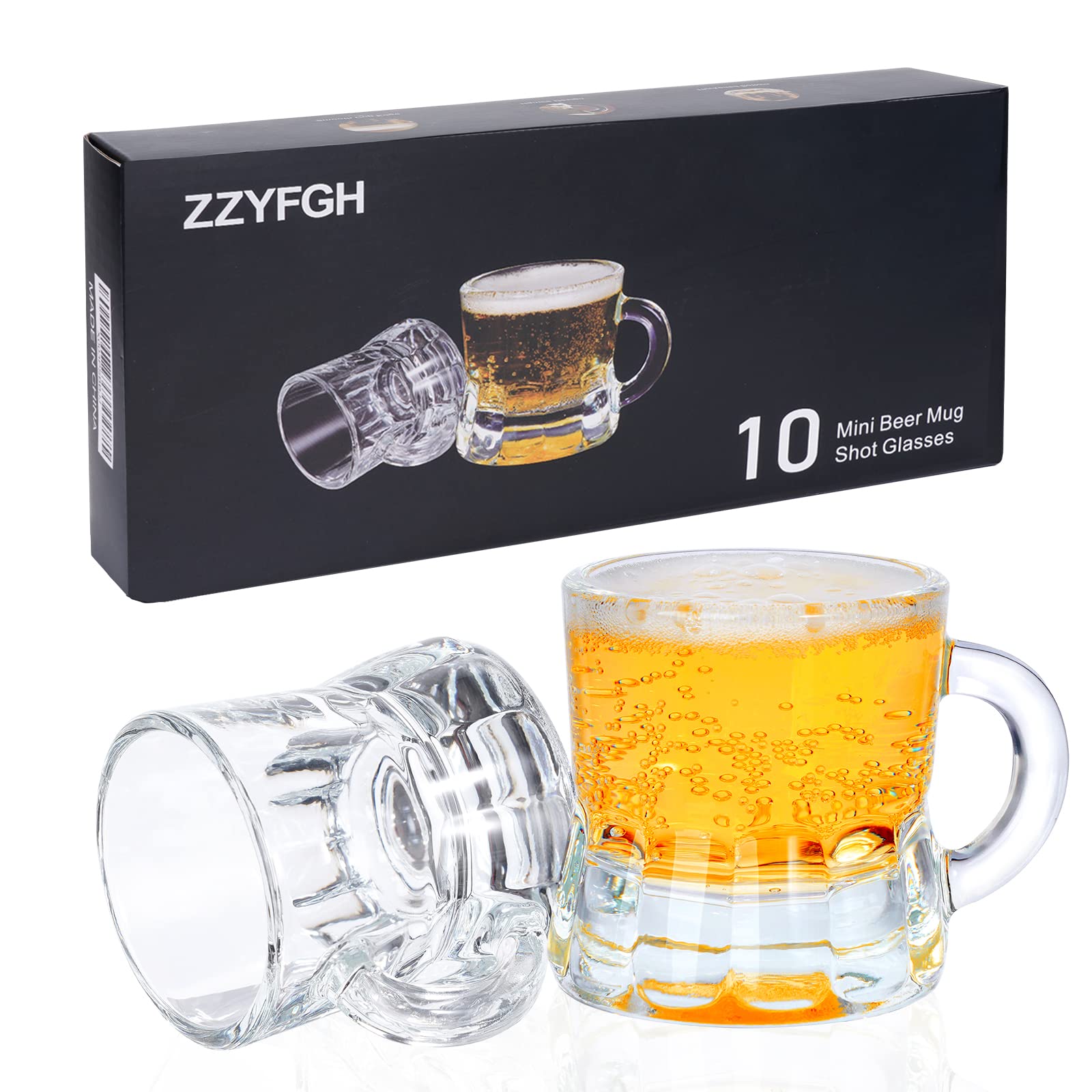 ZZYFGH 10-pack mini beer shot glasses with handles for easy clinking at parties